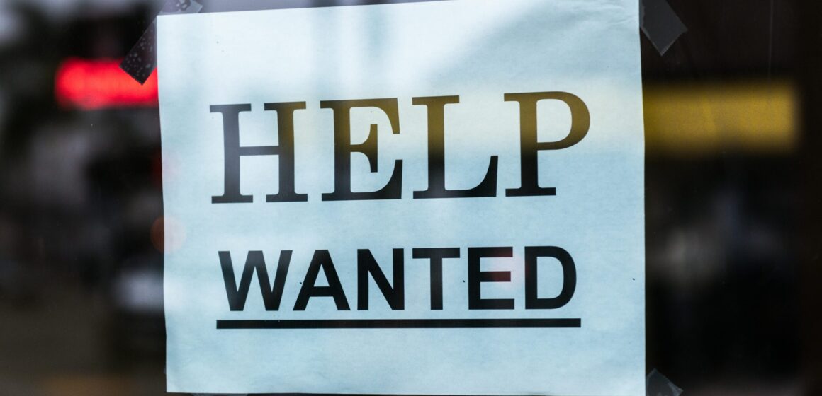 Help wanted sign in a window
