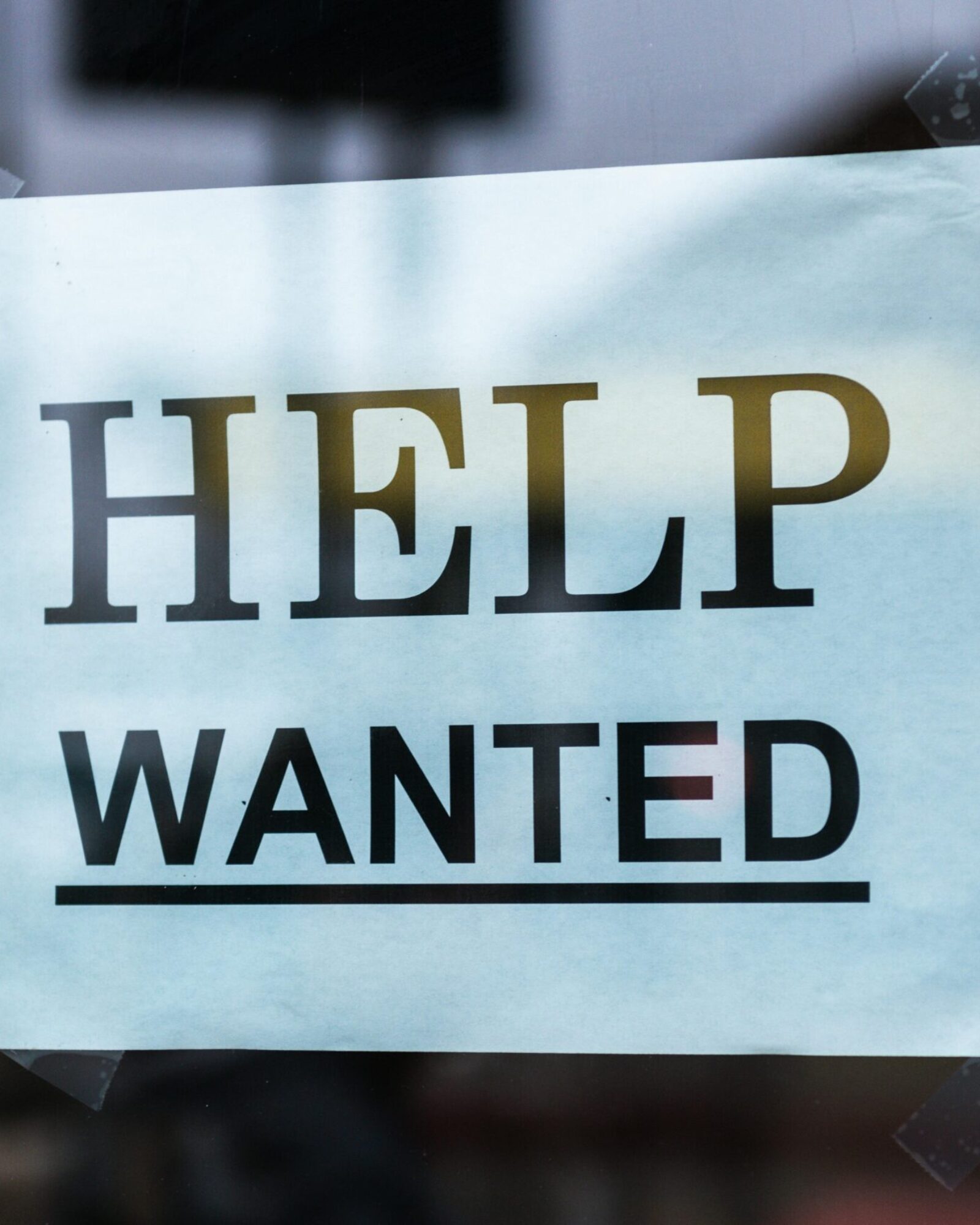 Help wanted sign in a window
